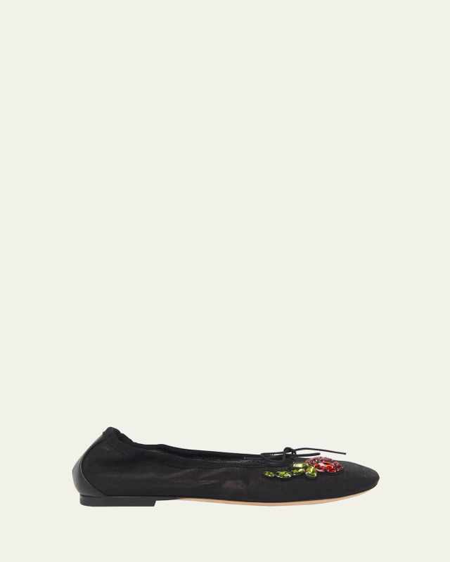 Embellished Mesh Ballerina Flats